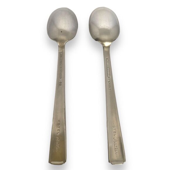 Set Of 2 Silver Plate Demitasse Spoons Hotel Statler REED BARTON / IS Vintage - Picture 4 of 7